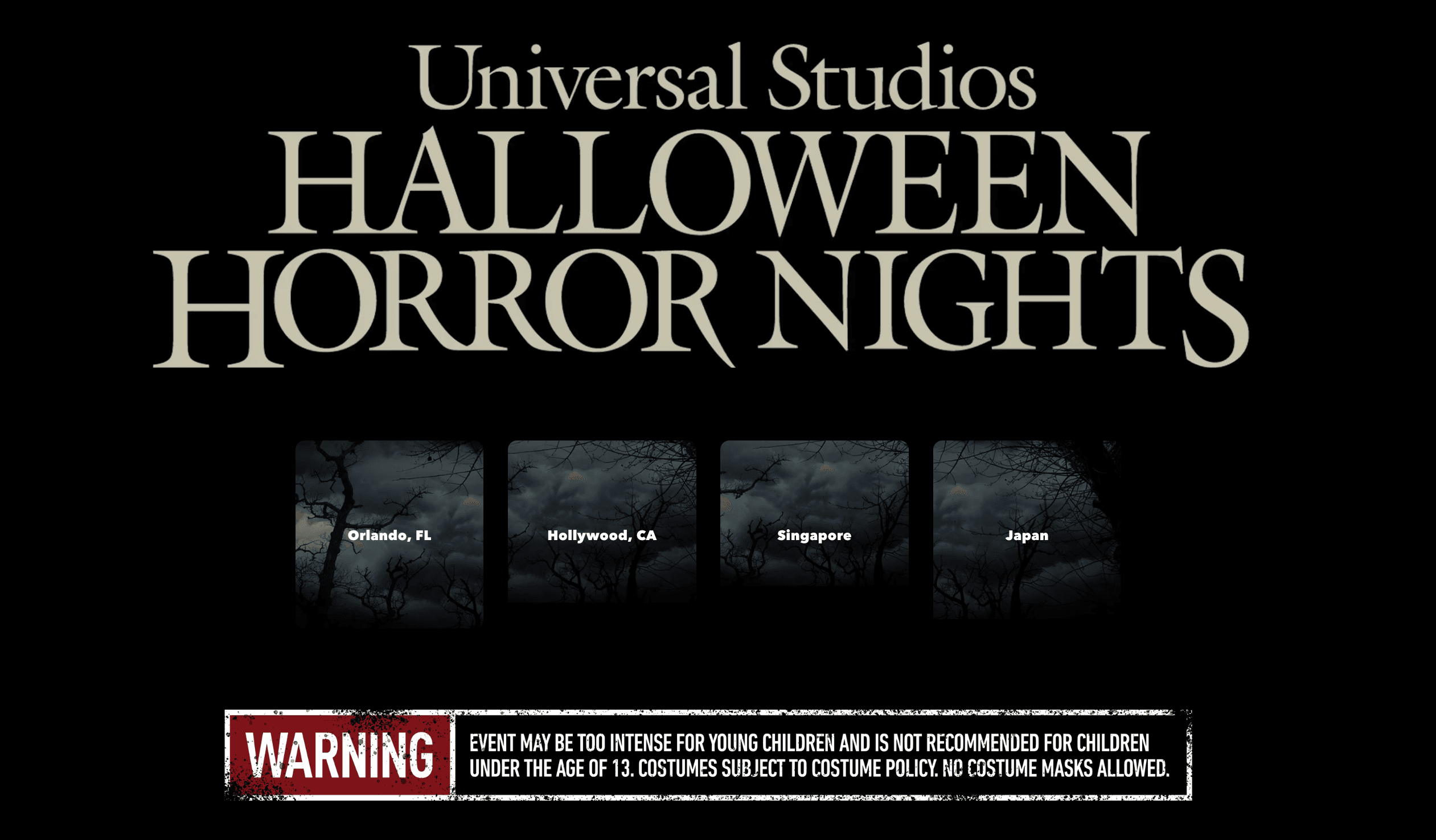 Universal studio Halloween horror nights in front of black background