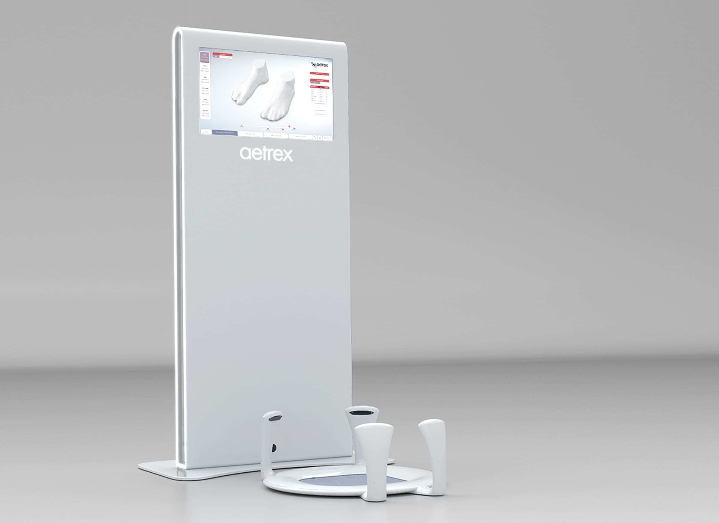 A white foot scanner by Aetrex