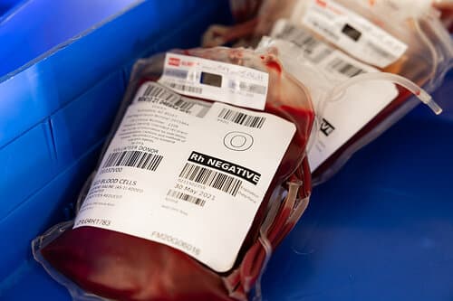Blood in a blood bag